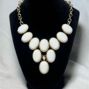 Elegant Gold and White Statement Bib Necklace
